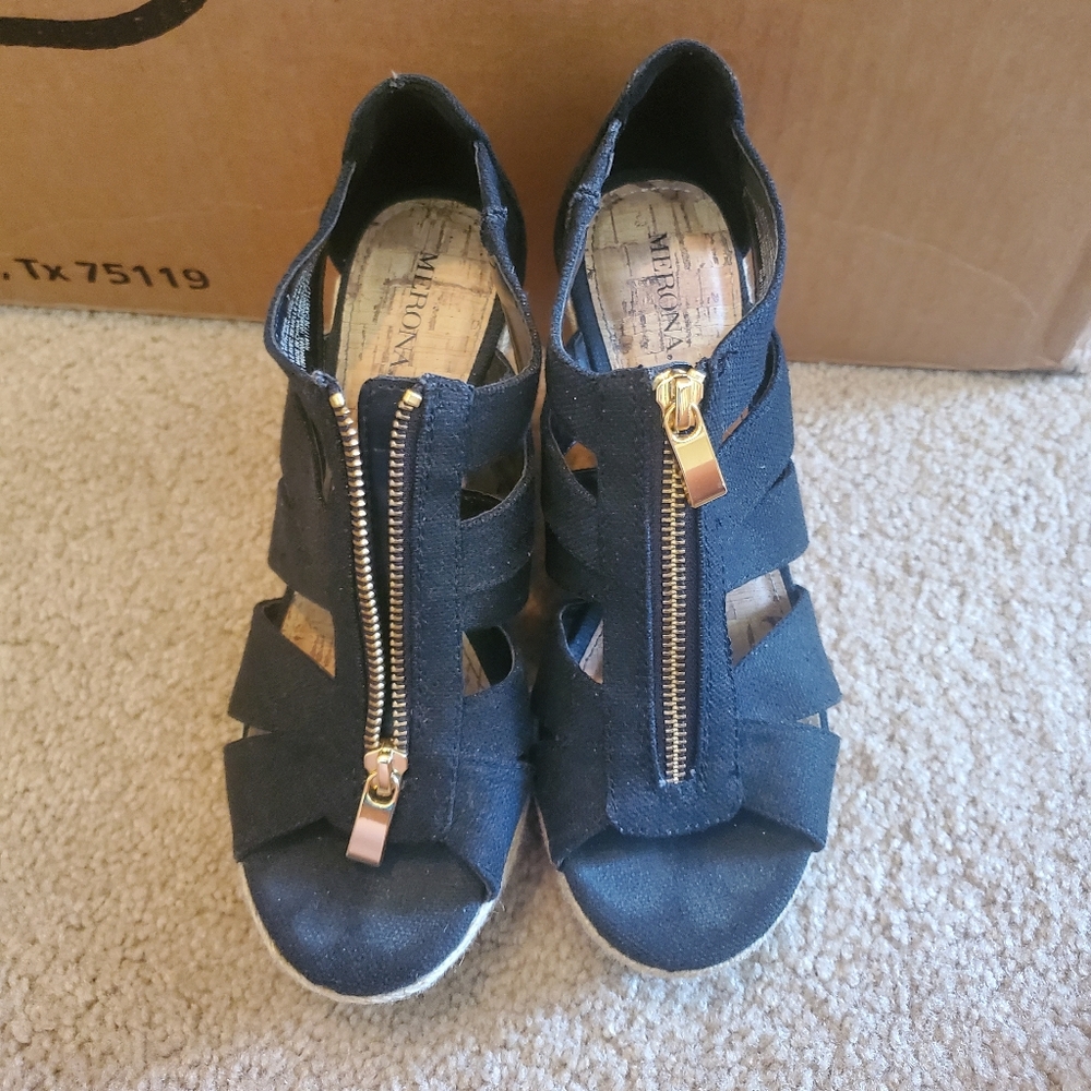 Black Zip Up Wedges